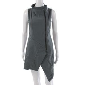 Porto Womens Tank Dress Gray Mock Neck Sleeveless Zip Short Viscose Size 0